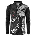 Aotearoa Volleyball Custom Button Sweatshirt Silver Ferns and Maori Tribal Black