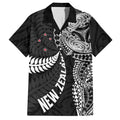Aotearoa Volleyball Custom Hawaiian Shirt Silver Ferns and Maori Tribal Black