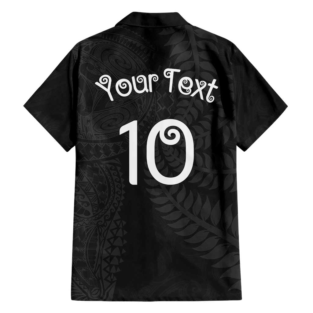 Aotearoa Volleyball Custom Hawaiian Shirt Silver Ferns and Maori Tribal Black
