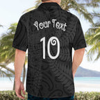Aotearoa Volleyball Custom Hawaiian Shirt Silver Ferns and Maori Tribal Black