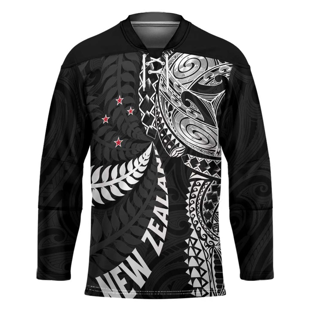 Aotearoa Volleyball Custom Hockey Jersey Silver Ferns and Maori Tribal Black