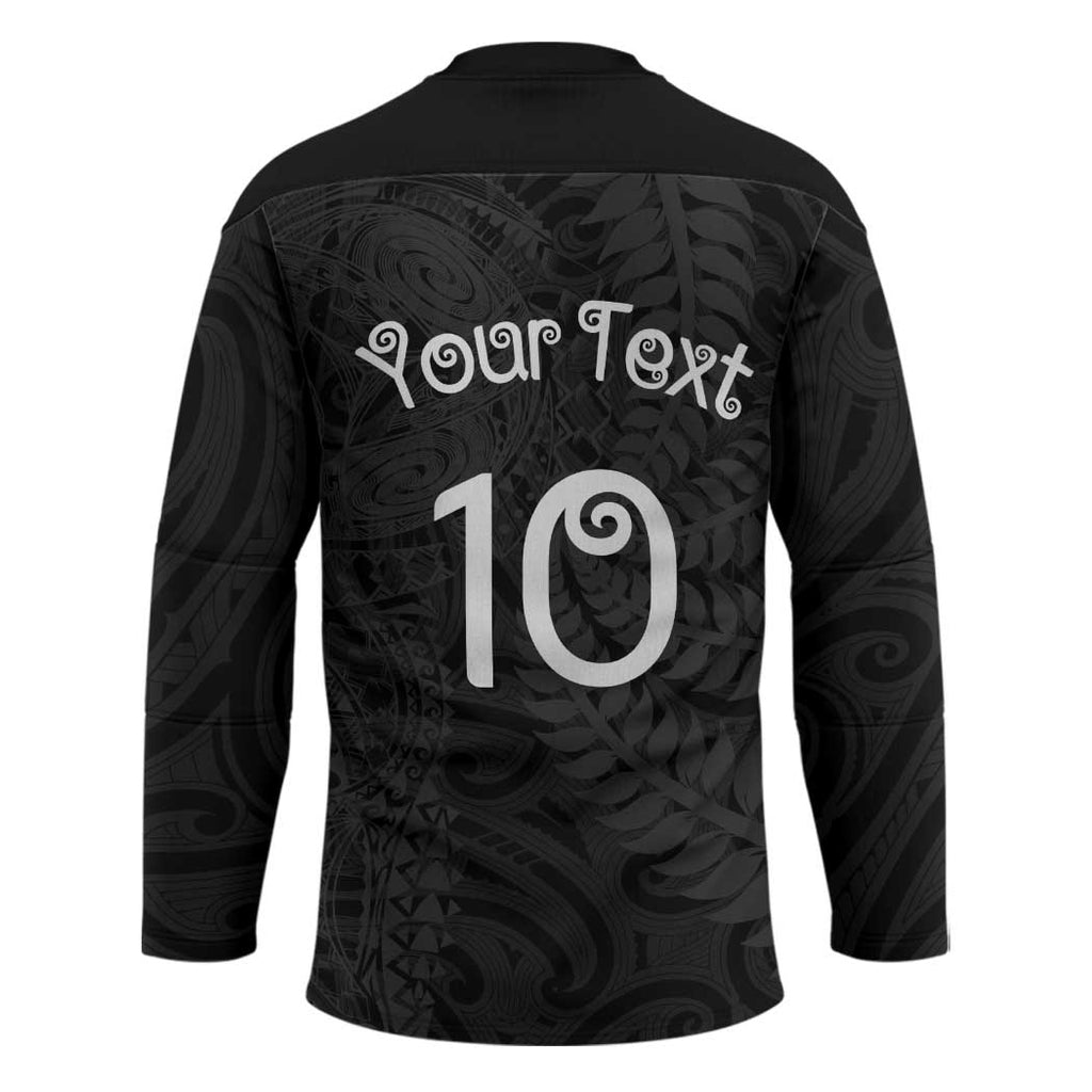 Aotearoa Volleyball Custom Hockey Jersey Silver Ferns and Maori Tribal Black