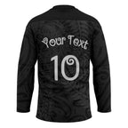 Aotearoa Volleyball Custom Hockey Jersey Silver Ferns and Maori Tribal Black