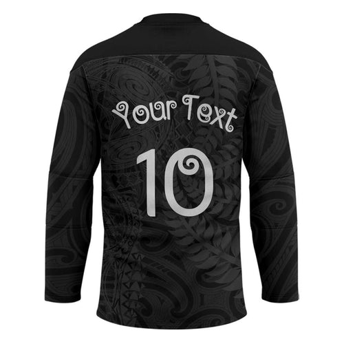 Aotearoa Volleyball Custom Hockey Jersey Silver Ferns and Maori Tribal Black