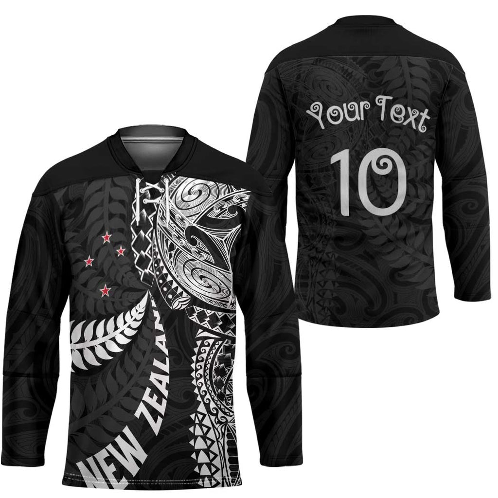 Aotearoa Volleyball Custom Hockey Jersey Silver Ferns and Maori Tribal Black