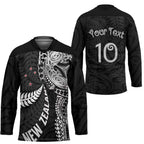Aotearoa Volleyball Custom Hockey Jersey Silver Ferns and Maori Tribal Black