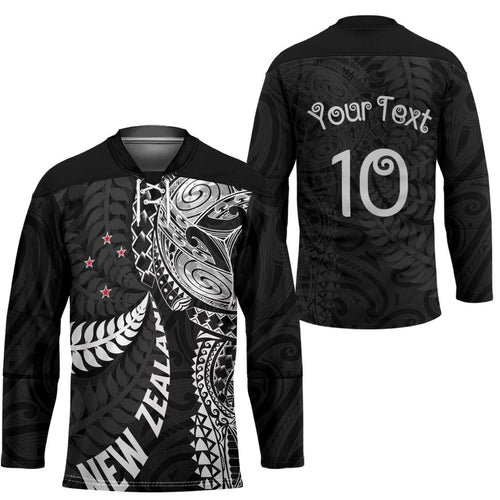 Aotearoa Volleyball Custom Hockey Jersey Silver Ferns and Maori Tribal Black