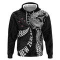 Aotearoa Volleyball Custom Hoodie Silver Ferns and Maori Tribal Black
