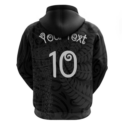Aotearoa Volleyball Custom Hoodie Silver Ferns and Maori Tribal Black