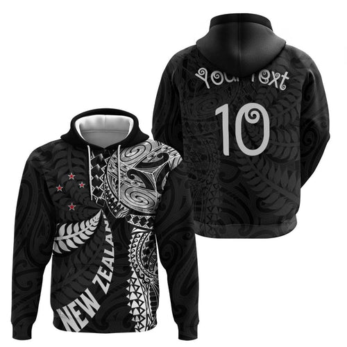 Aotearoa Volleyball Custom Hoodie Silver Ferns and Maori Tribal Black