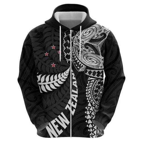 Aotearoa Volleyball Custom Hoodie Silver Ferns and Maori Tribal Black