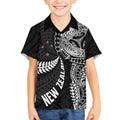 Aotearoa Volleyball Custom Kid Hawaiian Shirt Silver Ferns and Maori Tribal Black