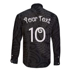 Aotearoa Volleyball Custom Long Sleeve Button Shirt Silver Ferns and Maori Tribal Black
