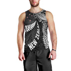 Aotearoa Volleyball Custom Men Tank Top Silver Ferns and Maori Tribal Black