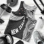 Aotearoa Volleyball Custom Men Tank Top Silver Ferns and Maori Tribal Black
