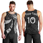 Aotearoa Volleyball Custom Men Tank Top Silver Ferns and Maori Tribal Black
