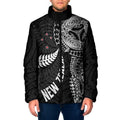 Aotearoa Volleyball Custom Padded Jacket Silver Ferns and Maori Tribal Black
