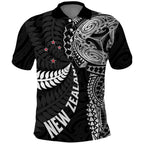 Aotearoa Volleyball Custom Polo Shirt Silver Ferns and Maori Tribal Black