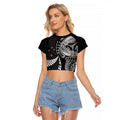 Aotearoa Volleyball Custom Raglan Cropped T Shirt Silver Ferns and Maori Tribal Black