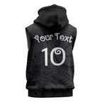 Aotearoa Volleyball Custom Sleeveless Hoodie Silver Ferns and Maori Tribal Black