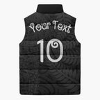 Aotearoa Volleyball Custom Sleeveless Puffer Jacket Silver Ferns and Maori Tribal Black