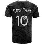 Aotearoa Volleyball Custom T Shirt Silver Ferns and Maori Tribal Black