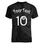 Aotearoa Volleyball Custom Women V-Neck T-Shirt Silver Ferns and Maori Tribal Black