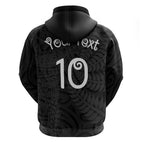 Aotearoa Volleyball Custom Zip Hoodie Silver Ferns and Maori Tribal Black