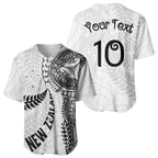 Aotearoa Volleyball Custom Baseball Jersey Silver Ferns and Maori Tribal White