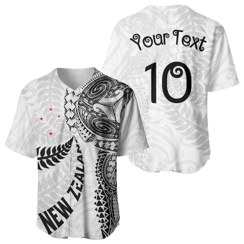Aotearoa Volleyball Custom Baseball Jersey Silver Ferns and Maori Tribal White