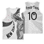 Aotearoa Volleyball Custom Basketball Jersey Silver Ferns and Maori Tribal White