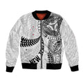 Aotearoa Volleyball Custom Bomber Jacket Silver Ferns and Maori Tribal White