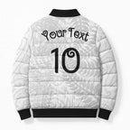 Aotearoa Volleyball Custom Bomber Puffer Jacket Silver Ferns and Maori Tribal White
