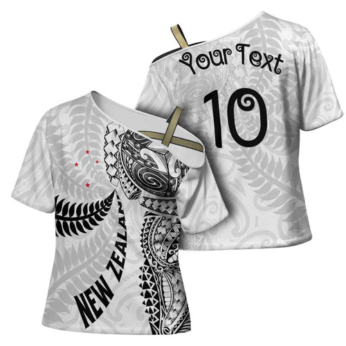 Aotearoa Volleyball Custom Cross Shoulder Shirt Silver Ferns and Maori Tribal White