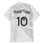 Aotearoa Volleyball Custom Hawaiian Shirt Silver Ferns and Maori Tribal White