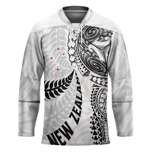Aotearoa Volleyball Custom Hockey Jersey Silver Ferns and Maori Tribal White