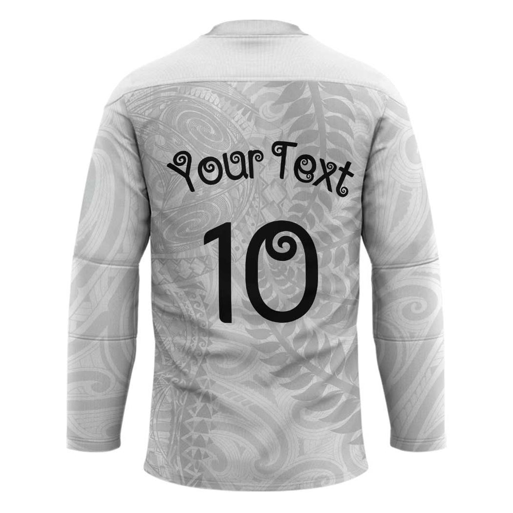 Aotearoa Volleyball Custom Hockey Jersey Silver Ferns and Maori Tribal White