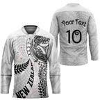Aotearoa Volleyball Custom Hockey Jersey Silver Ferns and Maori Tribal White
