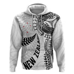 Aotearoa Volleyball Custom Hoodie Silver Ferns and Maori Tribal White