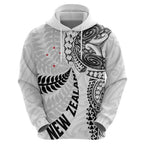 Aotearoa Volleyball Custom Hoodie Silver Ferns and Maori Tribal White