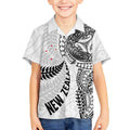 Aotearoa Volleyball Custom Kid Hawaiian Shirt Silver Ferns and Maori Tribal White
