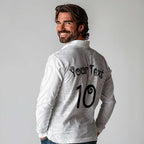 Aotearoa Volleyball Custom Long Sleeve Polo Shirt Silver Ferns and Maori Tribal White