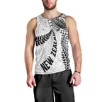 Aotearoa Volleyball Custom Men Tank Top Silver Ferns and Maori Tribal White