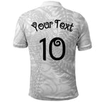 Aotearoa Volleyball Custom Polo Shirt Silver Ferns and Maori Tribal White