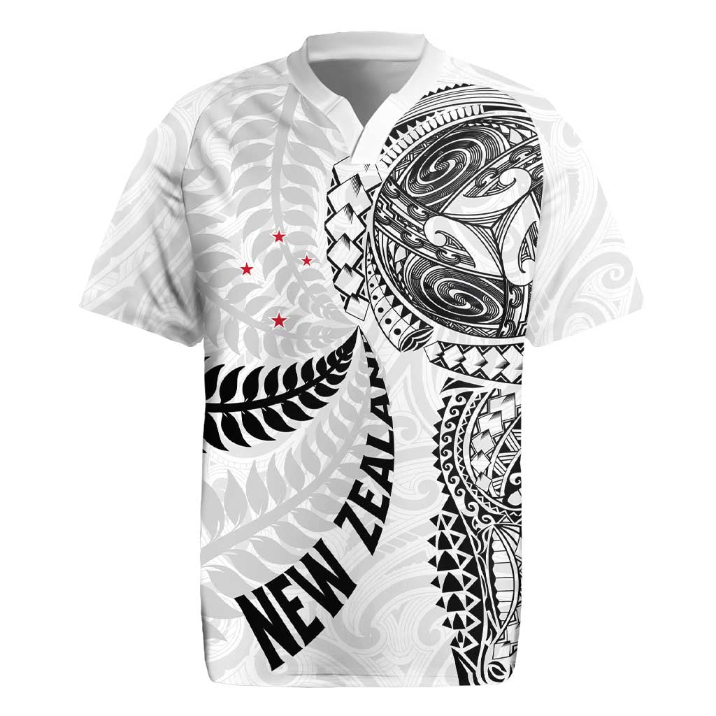 Aotearoa Volleyball Custom Rugby Jersey Silver Ferns and Maori Tribal White
