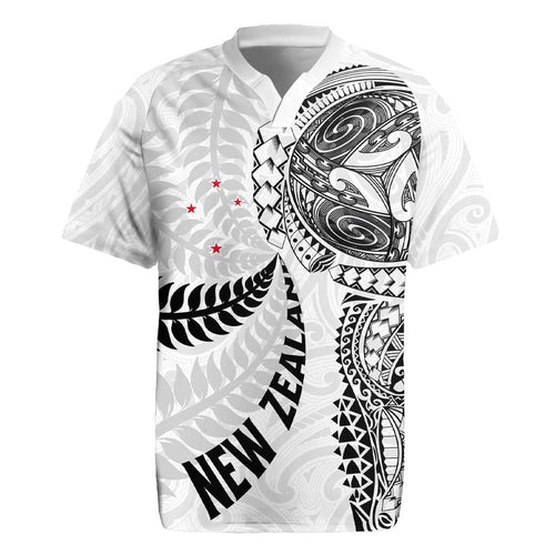Aotearoa Volleyball Custom Rugby Jersey Silver Ferns and Maori Tribal White