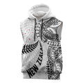 Aotearoa Volleyball Custom Sleeveless Hoodie Silver Ferns and Maori Tribal White