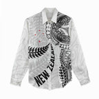 Aotearoa Volleyball Custom Women Casual Shirt Silver Ferns and Maori Tribal White