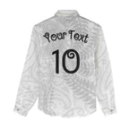 Aotearoa Volleyball Custom Women Casual Shirt Silver Ferns and Maori Tribal White