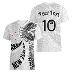 Aotearoa Volleyball Custom Women V-Neck T-Shirt Silver Ferns and Maori Tribal White